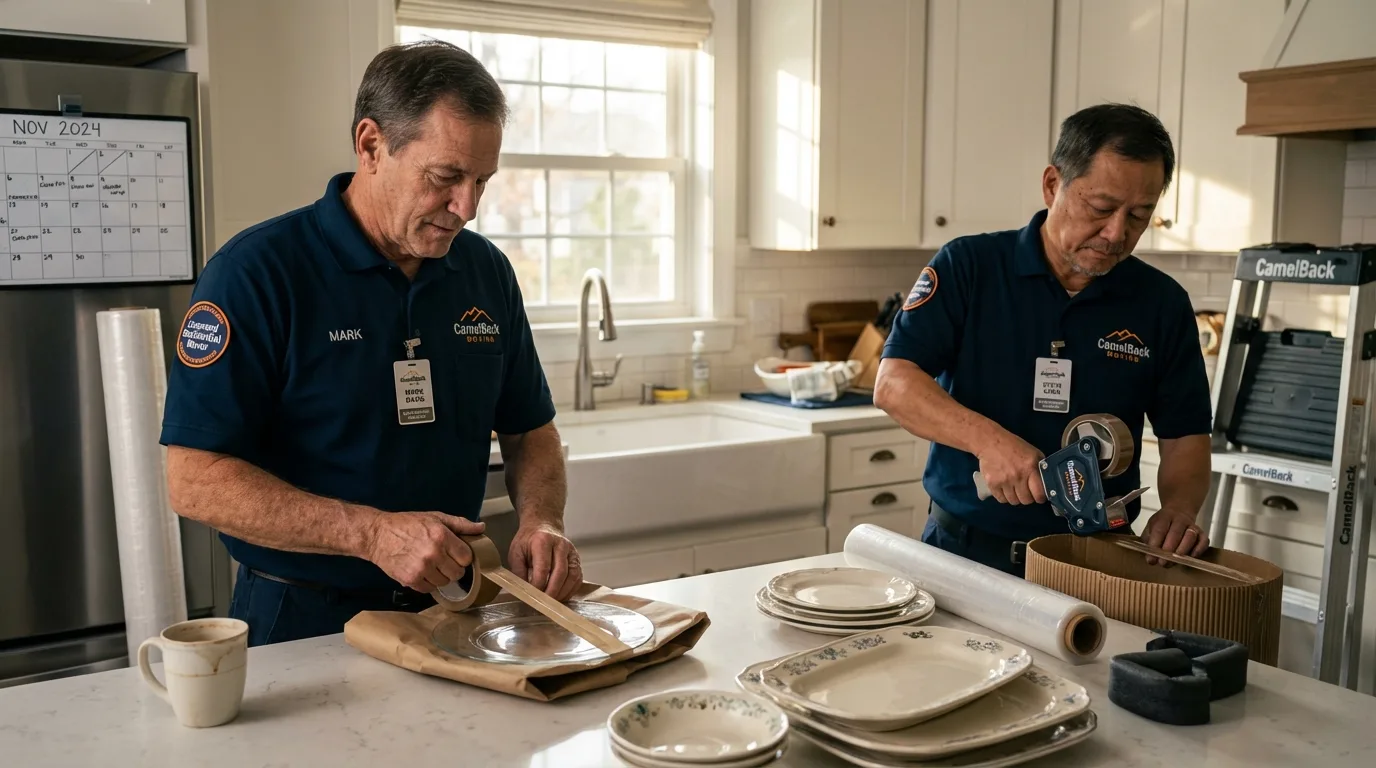 Professional crew packing kitchen dishware in Townsend, MT